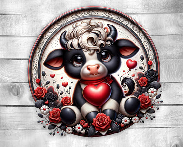 Valentine Cow Colorful Door Hanger - Bright Wooden Sign, Fun Home Decor for Front Door, Seasonal & Year-Round Use, Vibrant Entryway Accent